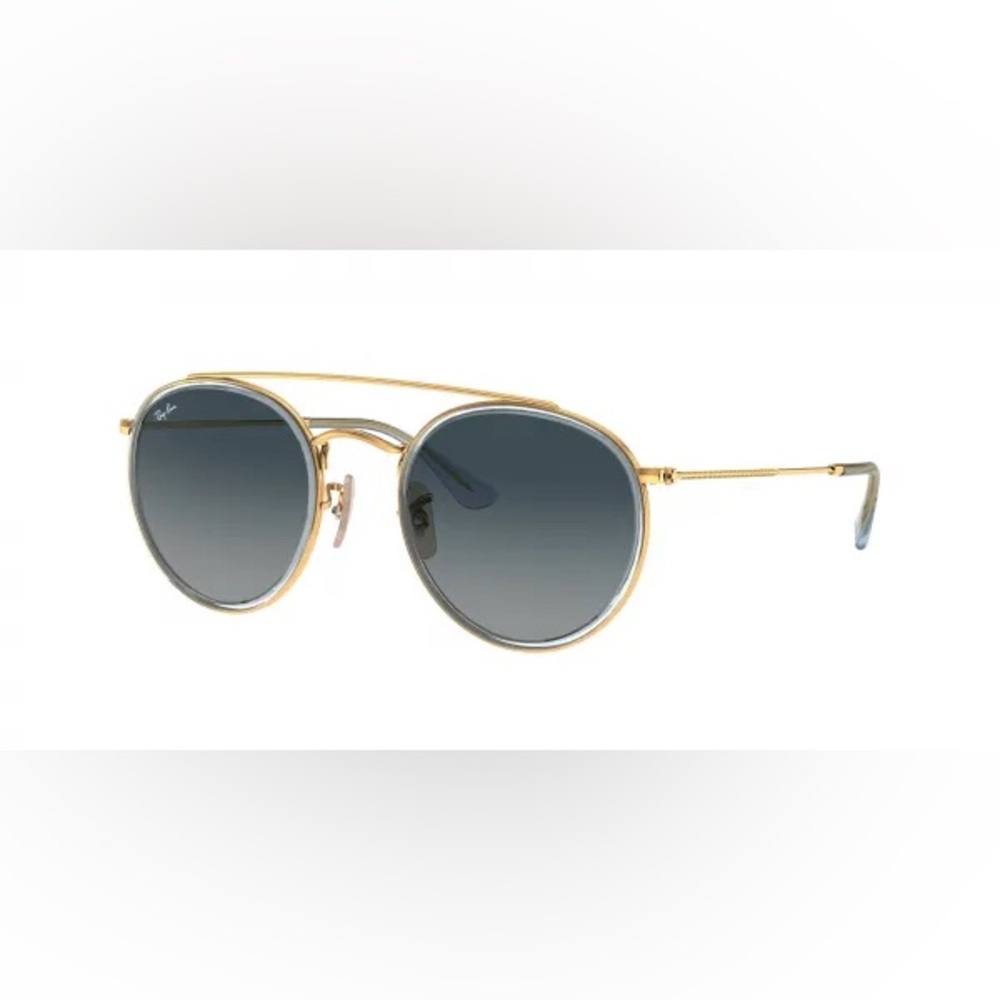 RayBan ROUND DOUBLE BRIDGE Gold and Blue gradient sunglasses unisex LIKE NEW